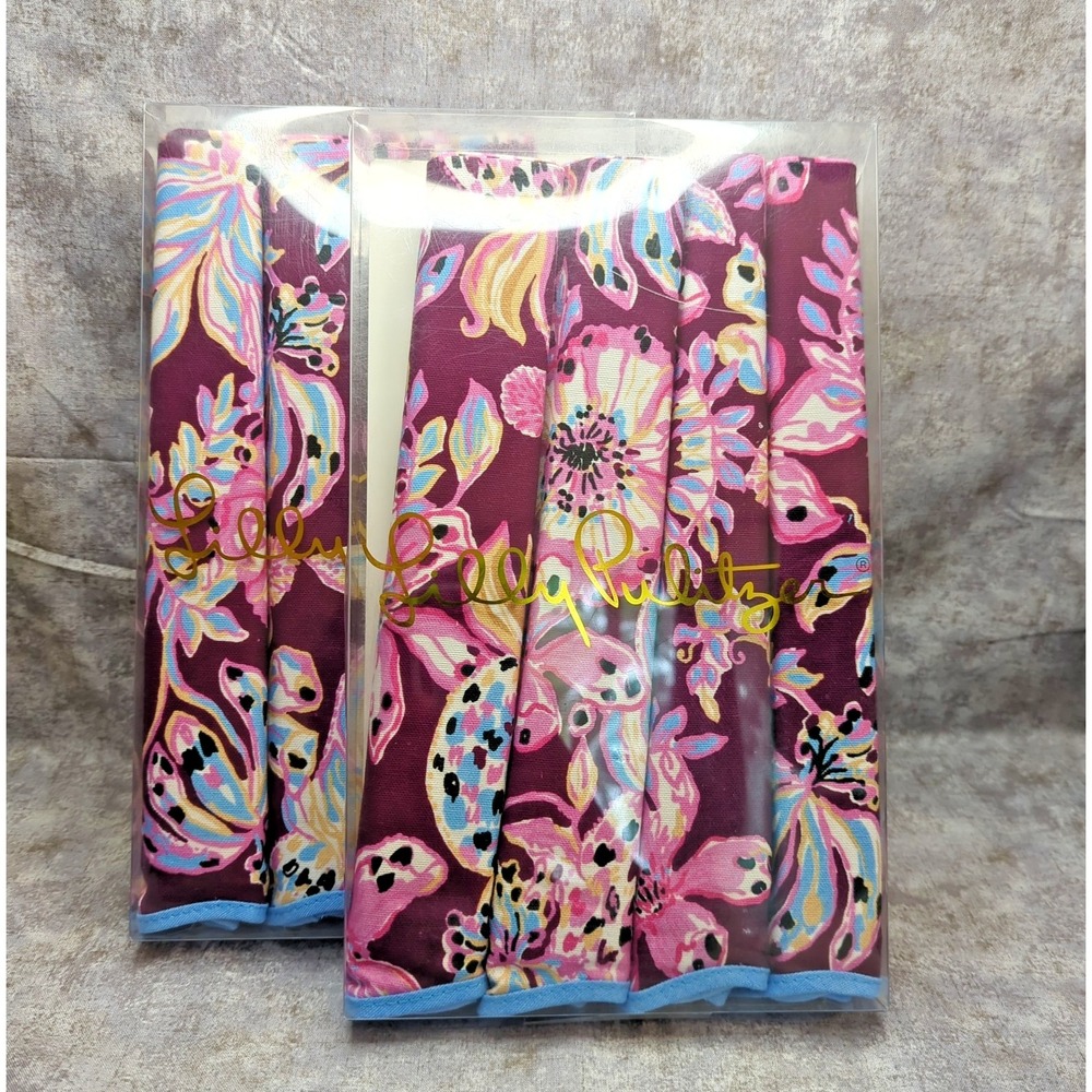 LILLY PULITZER AMARENA CHERRY TROPICAL WITH A TWIST CLOTH NAPKIN SET ~ 8 Napkins